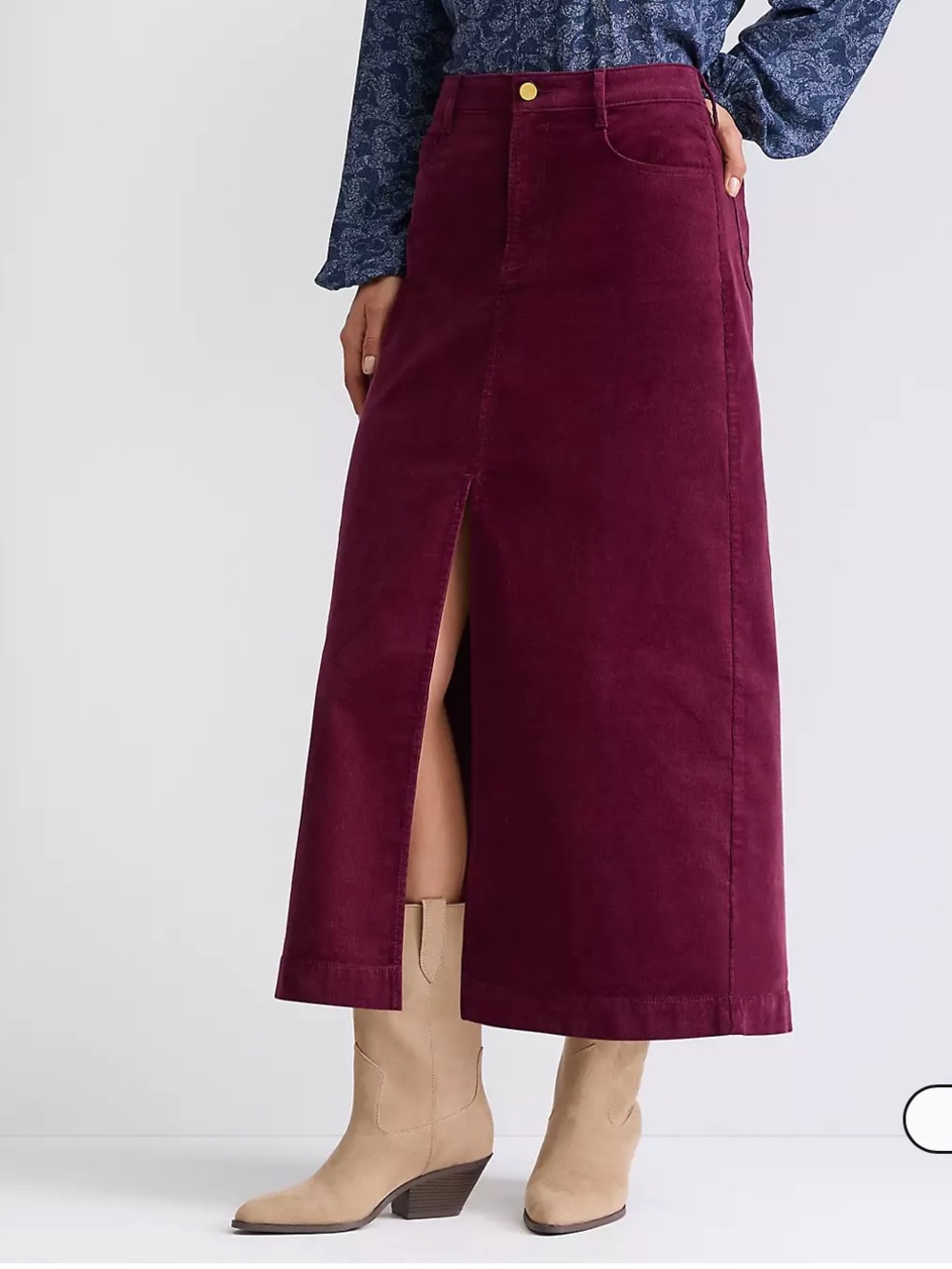 Loft Women’s Brushed Corduroy Midi Skirt in Deep Wine - Picture 5 of 17